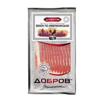 Бекон по-американськи 120г Добров сиров'ялений вакуумна упаковка