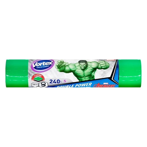Пакети для сміття Vortex Hulk двошарові 240л 5шт