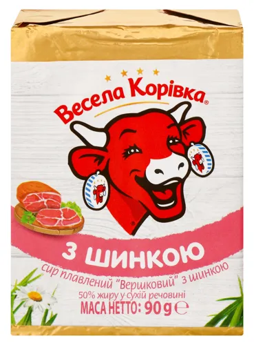 Сир 50% плавлений з шинкою Весела корівка 90г