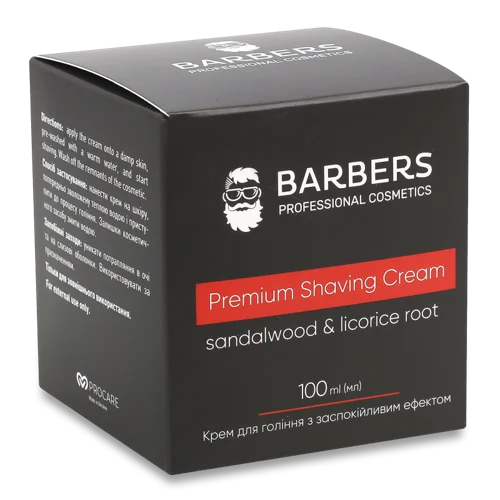 Крем для Гоління З Заспокійливим Ефектом Sandalwood&Licorice Root, Барберс, 100мл