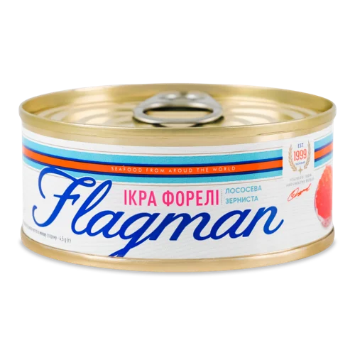 Ікра Форелі Лососева Зерниста В/ґ, Залізна Банка 80г