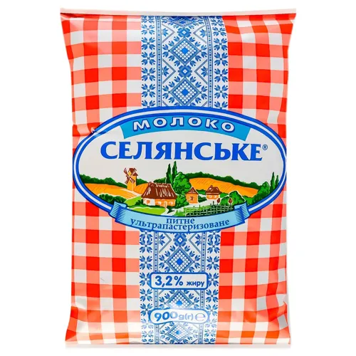 Молоко Селянське ультрапастеризоване 3,2% 900г