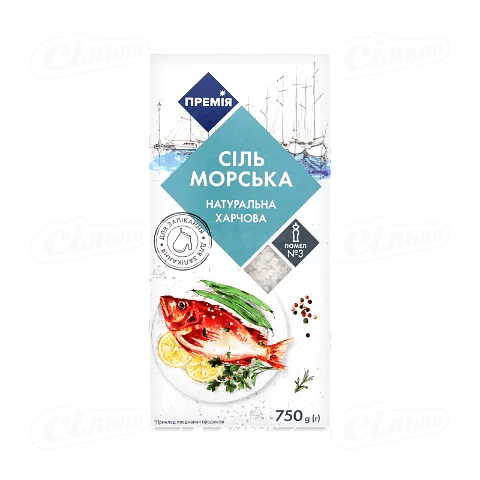 Сіль «Премія»® морська натуральна харчова помел №3, 750г