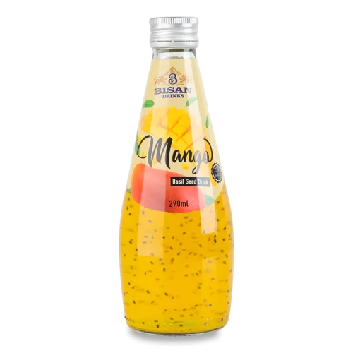 Напій Безалкогольний Соковий Негазований З Насінням Базиліку Mango Bisan-Drinks, 290мл