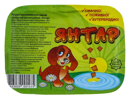 Продукт сирний 60% плавлений пастоподібний Янтар п/у 180г