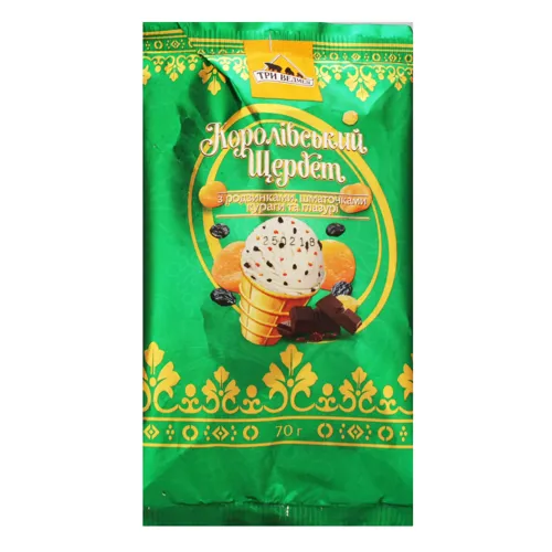 Морозиво з родзинками, шматочками кураги і глазурі Королівський Щербет Три ведмеді м/у 70г