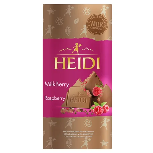 Шоколад молочний з малиною Heidi 80г