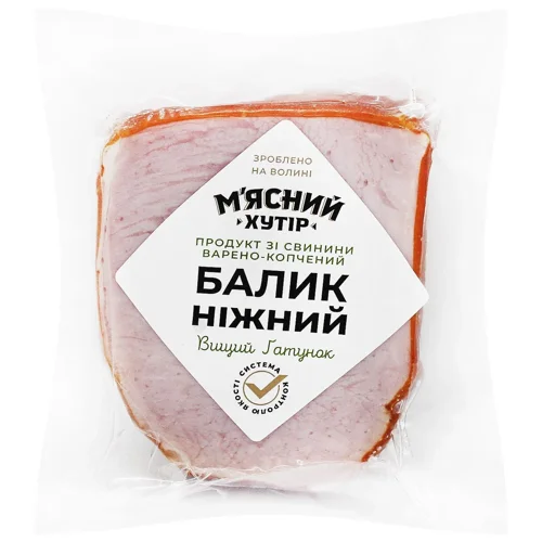 Балик зі свинини М'ясний Хутір Ніжний варено-копчений вищий сорт