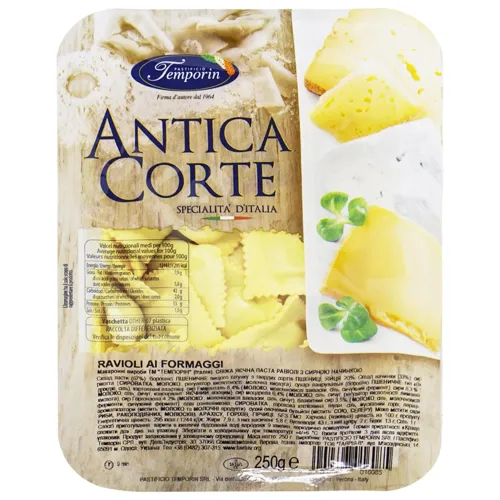 Макаронні вироби Pastificio Temporin Равіолі з сиром охолоджені 250г
