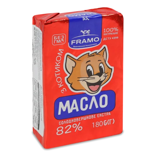 Масло Солодковершкове Екстра 82% Вищого Ґатунку, 180г