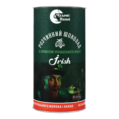 Розчинний шоколад з ароматом ірландського лікеру Irish Чудові напої з/б 200г