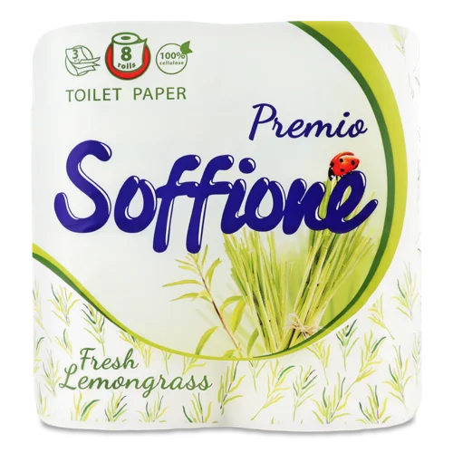 Туалетний Папір 3-Шаровий Fresh Lemongrass Premio Soffione, 8 шт