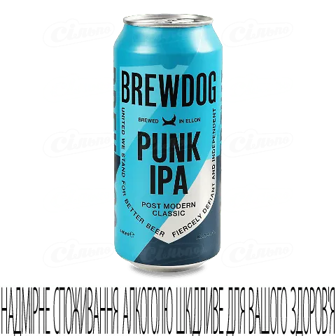 Пиво BrewDog Punk IPA світле в залізній банці, 0,44л