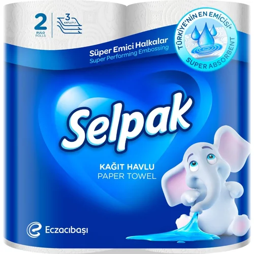 Рушники паперові Selpak білі двошарові 2шт