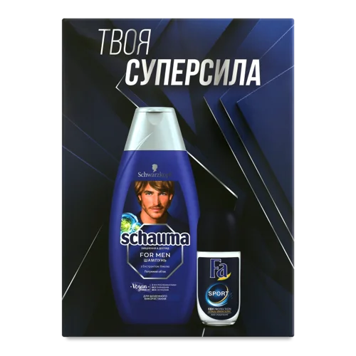 Шампунь З Хмелем для Чоловіків Schauma 400мл + Антиперспірант Роликовий З Ароматом Зеленого Цитруса Fa 50мл