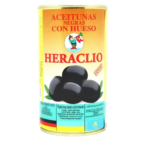 Маслини Heraclio чорні з кісткою 360г