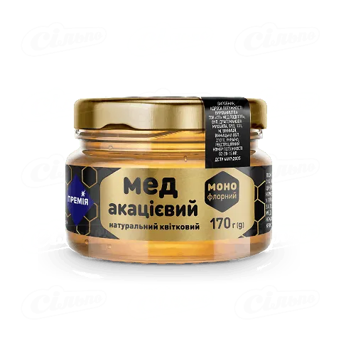 Мед натуральний «Премія»® з білої акації квітковий, 170г
