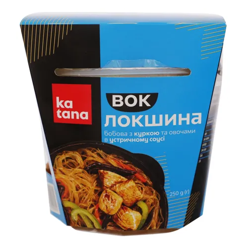 Локшина бобова з куркою та овочами в устричному соусі охолоджена Вок Katana 250г