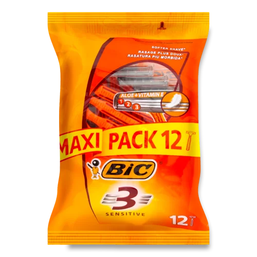 Гоління Одноразове Sensitive 3 BIC, 12 шт