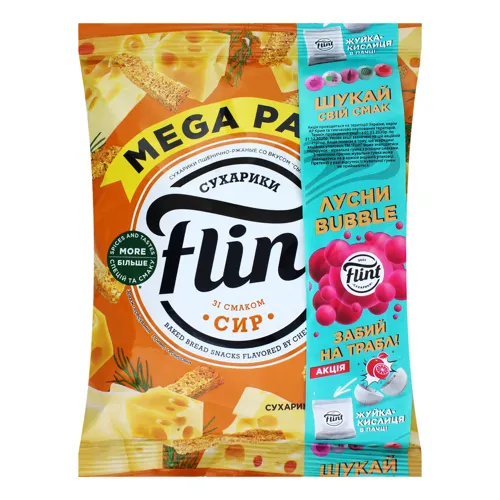 Сухарики Flint пшенично-житні зі смаком сиру 110г