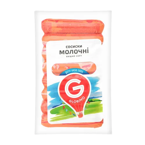 Сосиски вищий сорт Молочні Глобино м'у 370г
