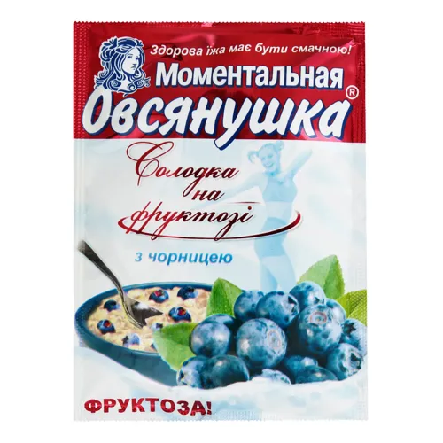 Каша вівсяна з фруктозою та чорницею Моментальна Овсянушка м/у 40г