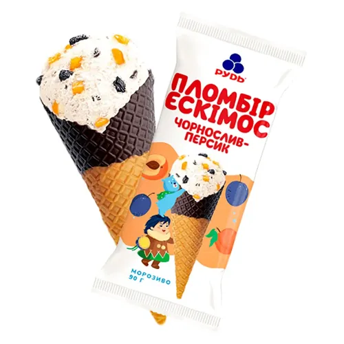 Морозиво Ескімос Чорнослив-Персик Рудь 90г ріжок