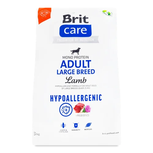 Корм сухий повнораціонний для дорослих собак Lamb Hypoallergenic Large Breed Care Brit, к/у, 3 кг