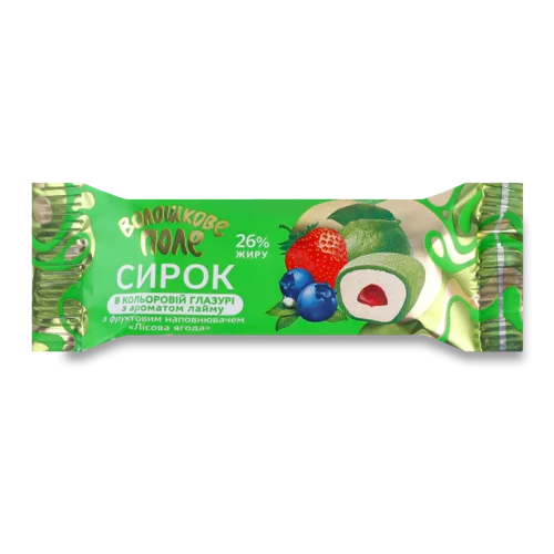Сирок 26% В Кольоровій Глазурі З Ароматом Лайму Лісова Ягода Волошкове Поле, м/у, 36г