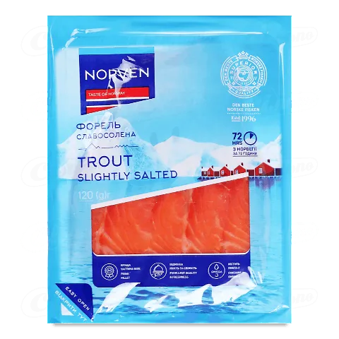 Рибна нарізка «Norven» Форель с/с вакуумна упаковка 120г