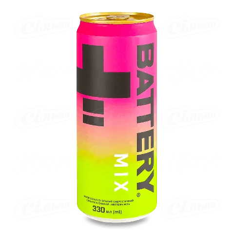 Напій енергетичний Battery Mix безалкогольний силогаз у залізній банці, 330мл