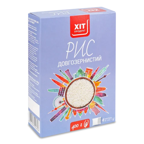 Рис Довгозернистий Шліфований, В/Ґ, К/У 4х100г