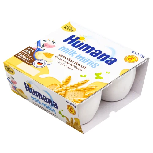 Пудинг Humana манний з печивом для дітей з 8-ми місяців 4шт*100г