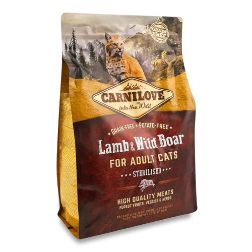 Корм сухий повнораціонний для стерилізованих котів Lamb&Wild Boar Carnilove, в/ґ, м/у 2кг