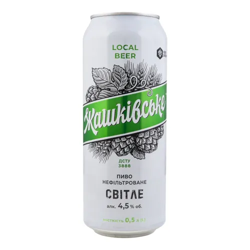 Пиво 0.5л 4.5% нефільтроване пастеризоване Світле Жашківське