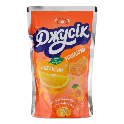 Напій соковий пастеризований Апельсин-мандарин Джусік д/п 200мл