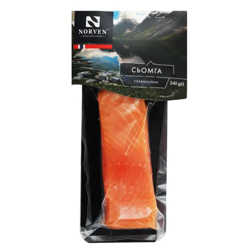 Сьомга філе-шматок Norven солена в упаковці 240г