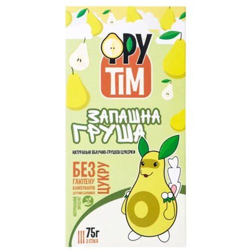 Цукерки натуральні Фрутім Запашна Груша яблучно-грушеві без глютену та цукру 75г