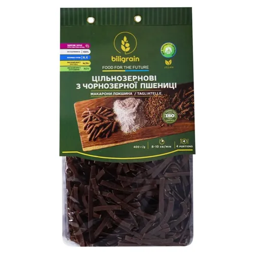 Макарони Biligrain Локшина цільнозернові з чорнозерної пшениці 400г