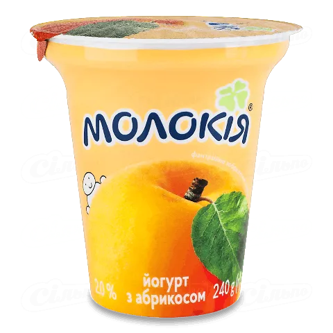 Йогурт Молокія з абрикосом густий 2%, 240г