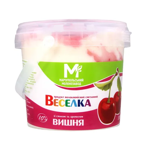 Продукт сметанний молоковмісний "Веселка" Вишня 10% 350г
