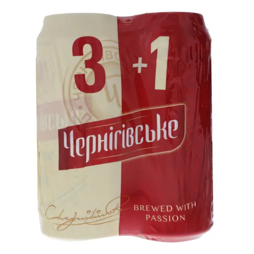 Пиво 4х0.5л 4.8% світле пастеризоване Чернігівське ж/б