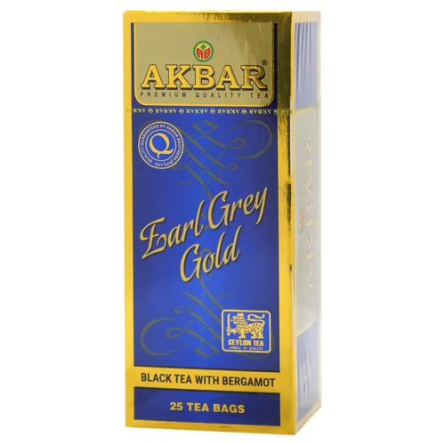 Чай Akbar Earl Grey Gold чорний з бергамотом пакет 25x2г