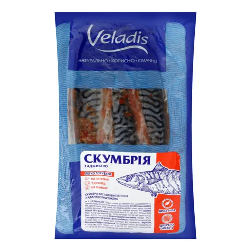 Скумбрія морожена патрана з аджикою Veladis б/г кг