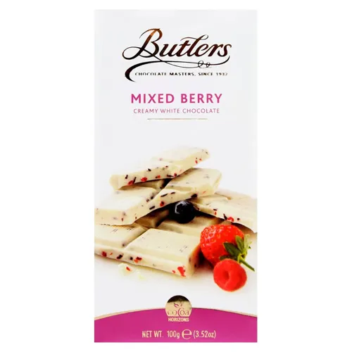 Шоколад білий Butlers з ягідними пластівцями 100г