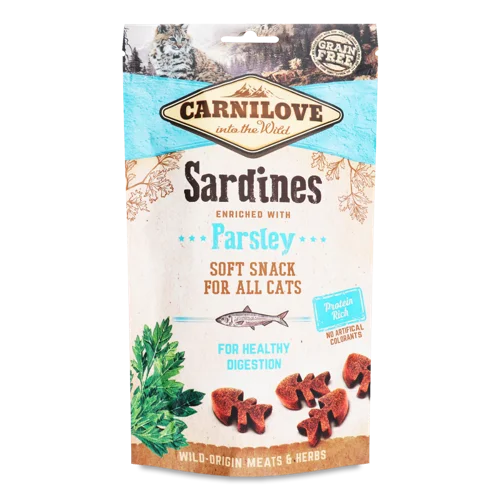 Ласощі Для Котів Sardines з Петрушкою Carnilove, Натуральна Оболонка, 50г