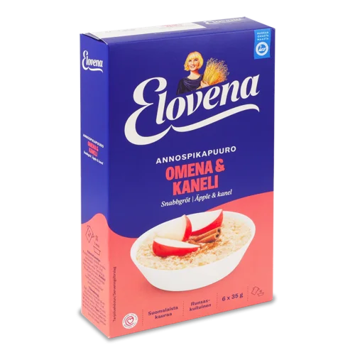 Каша Хвилинка Вівсяна З Яблуком Та Корицею Elovena, к/у 6x35г