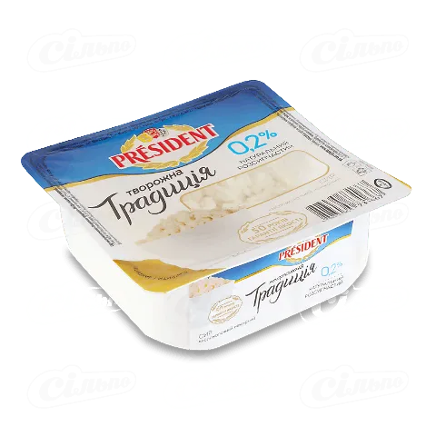 Сир кисломолочний 0.2% Творожна традиція President п/у 350г