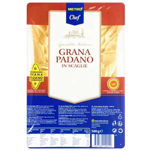 Сир Metro Chef Grana Padano твердий пластівці 32% 500г