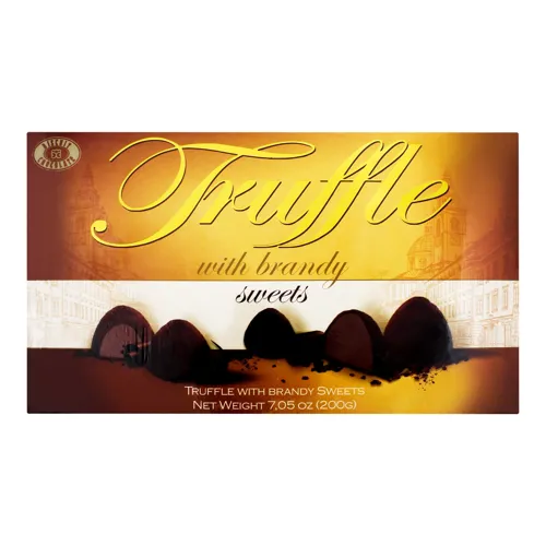 Цукерки Трюфель з коньяком Бісквіт Шоколад к/у 200г